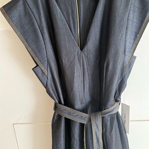 Calvin Klein denim cap sleeve jumpsuit.